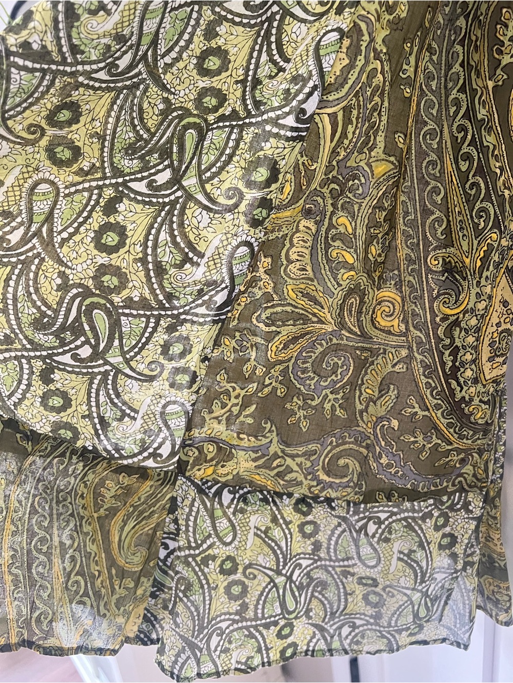 Solitaire Patchwork Print Paisley Boho Maxi Skirt Smocked Waist Size S - Picture 4 of 10